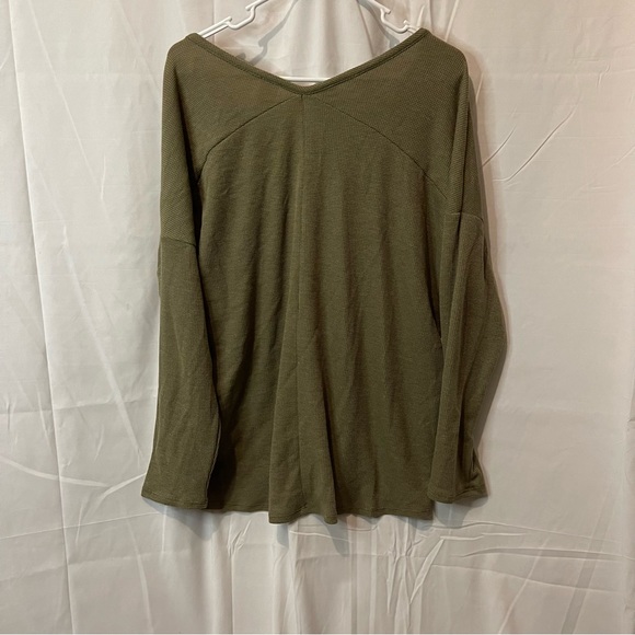 Honeyme Women’s Waffle Knit Long Sleeve Light Army Green Size Large - Picture 4 of 12